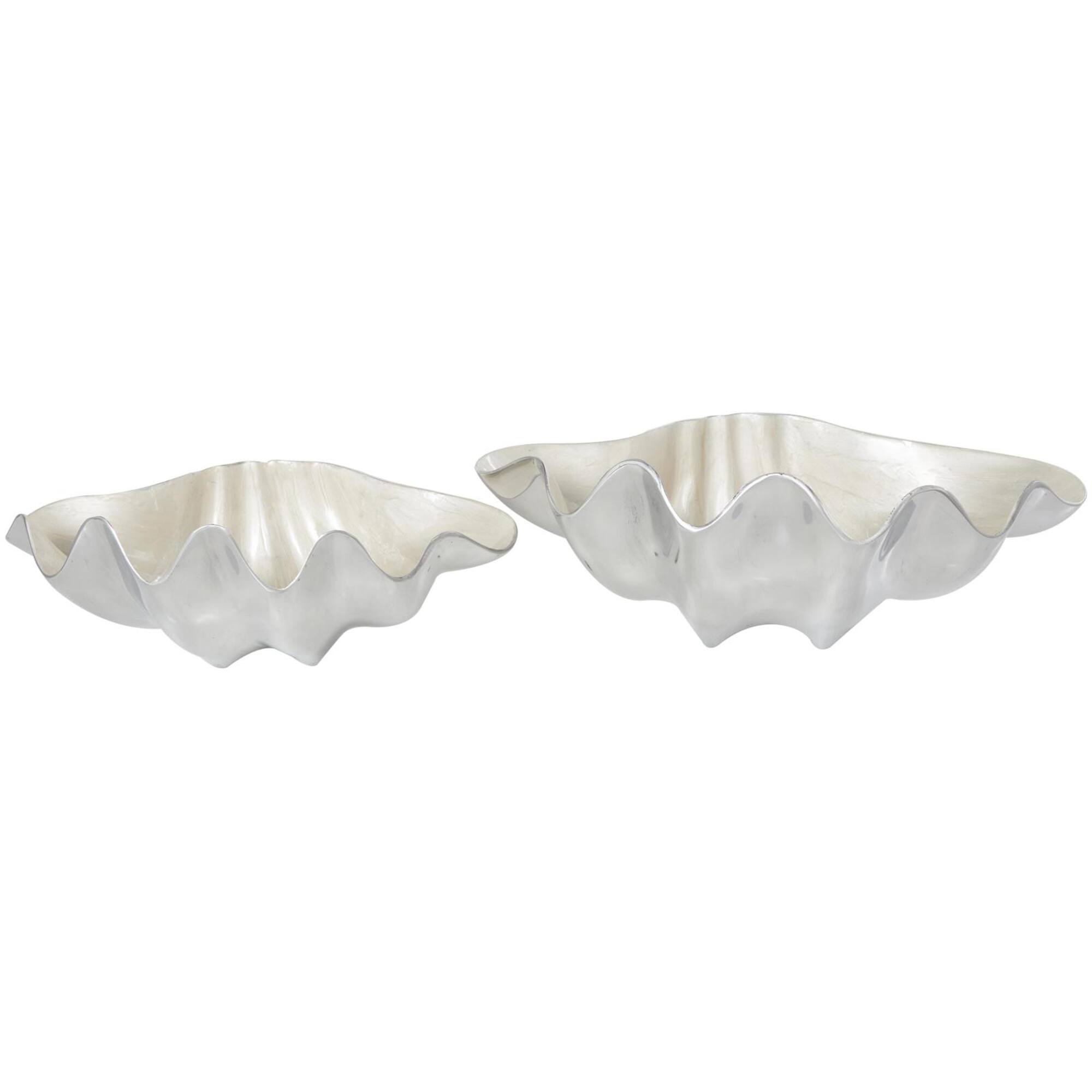 Aluminum Shell Enameled Decorative Bowl with Silver Metal Exterior Set